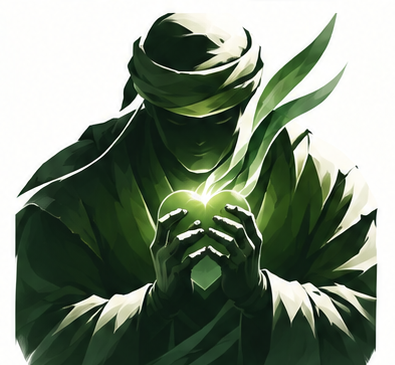 The Nafsi guardian holding a glowing heart